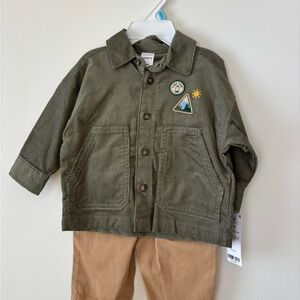 Carter's Sage Green Corduroy Shirt Jacket with Adventure Patch